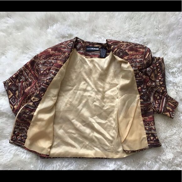 VTG Diane Gilman Silk Bomber Jacket Aztec Print,Western, Grunge Style,Medium - Picture 4 of 6